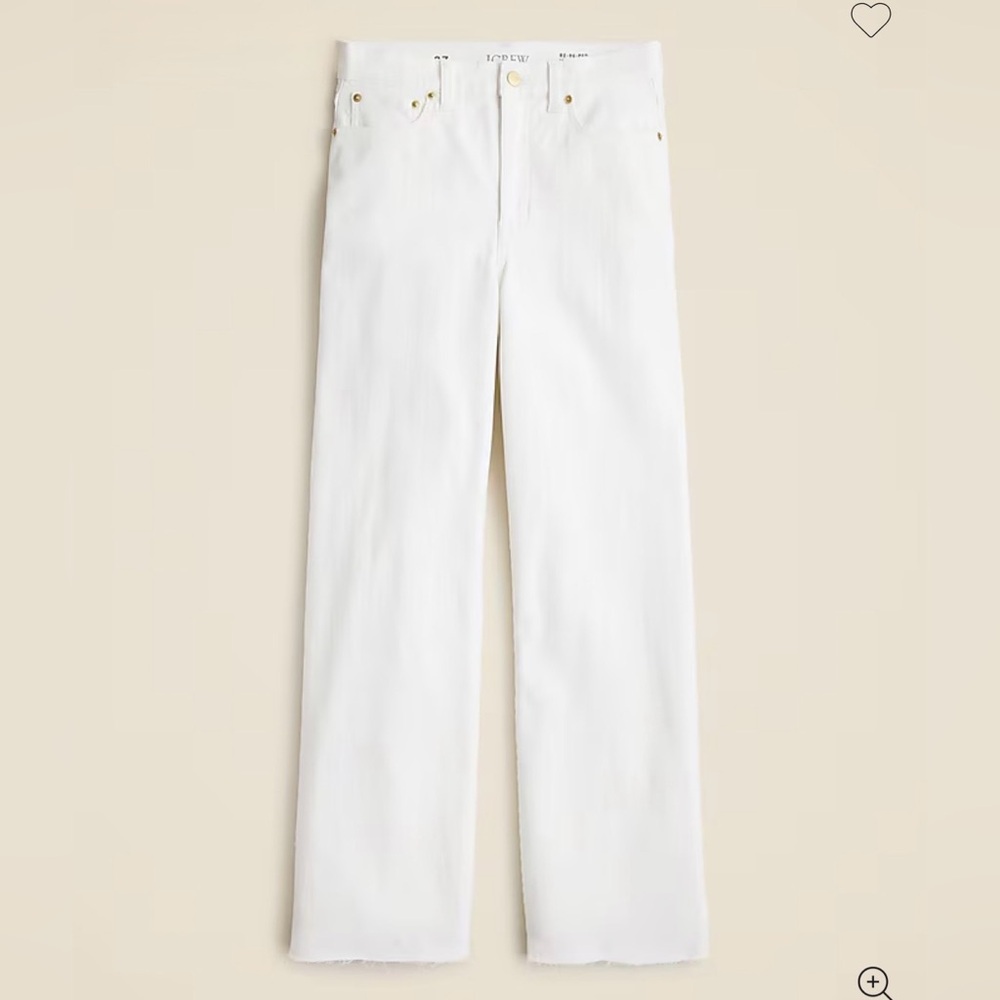 NWT, Tall J Crew White Slim Wide Leg Jeans w/ Raw Hem. Size 31 Tall, 30” inseam - Picture 3 of 12